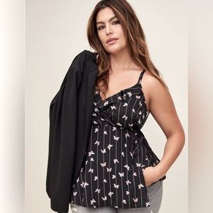 Georgette Ruffle Front Cami with butterflies